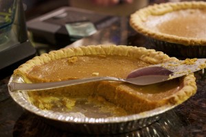 Pumpkin pie with fresh, pureed pumpkin. 